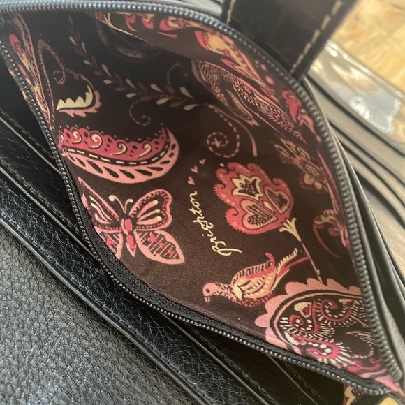 Brighton Crossbody Wallet Organizer Black Leather Floral‎ Interior - Picture 3 of 7